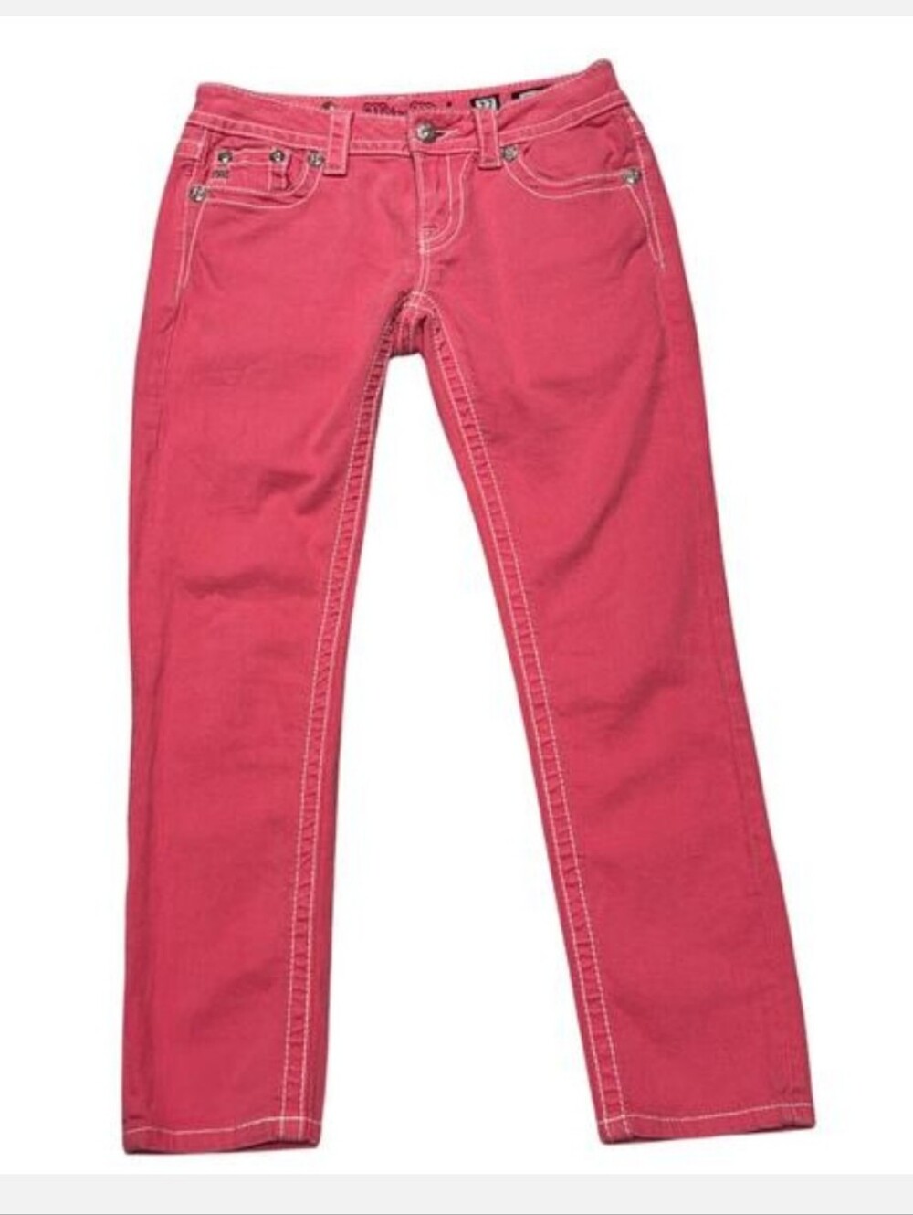 Miss Me Melon Pink Jeans with White Stitching